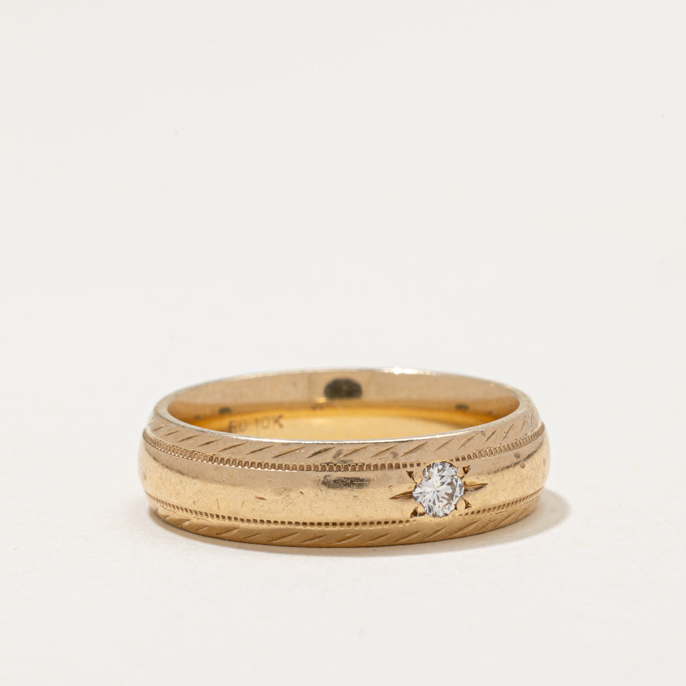 Star Set Diamond Textured Band | 0.11ct | 5.90mm | SZ 9