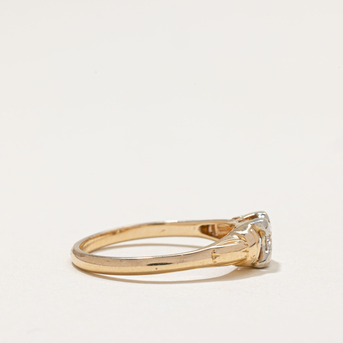 Two Tone Solitaire Diamond Ring | 0.21ct | SZ 6.5