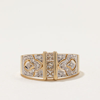 Diamond Column Milgrain Design Ring | 0.34ctw | SZ 6.25