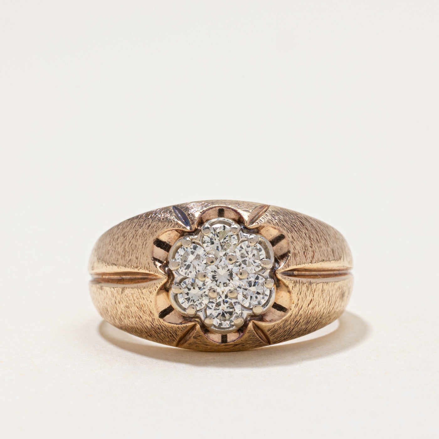 Diamond Daisy Textured Dome Ring | 0.45ctw | SZ 8