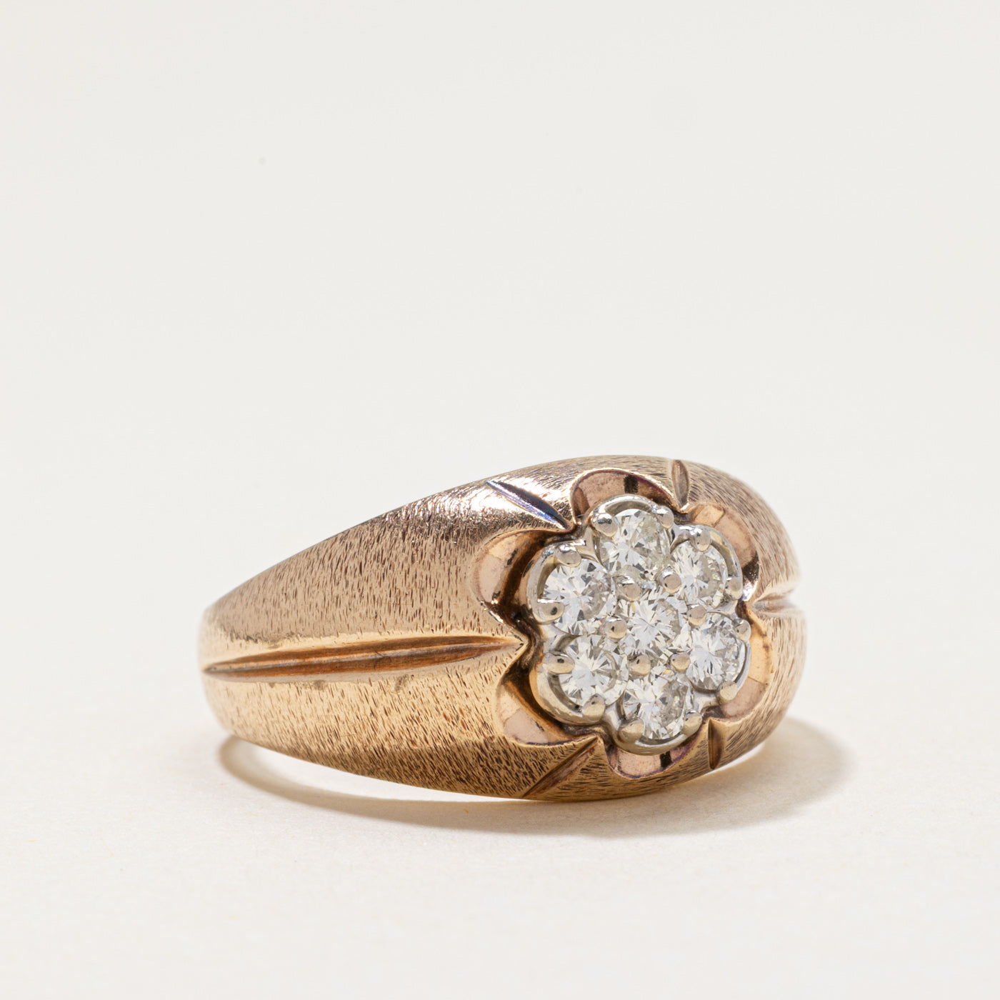 Diamond Daisy Textured Dome Ring | 0.45ctw | SZ 8