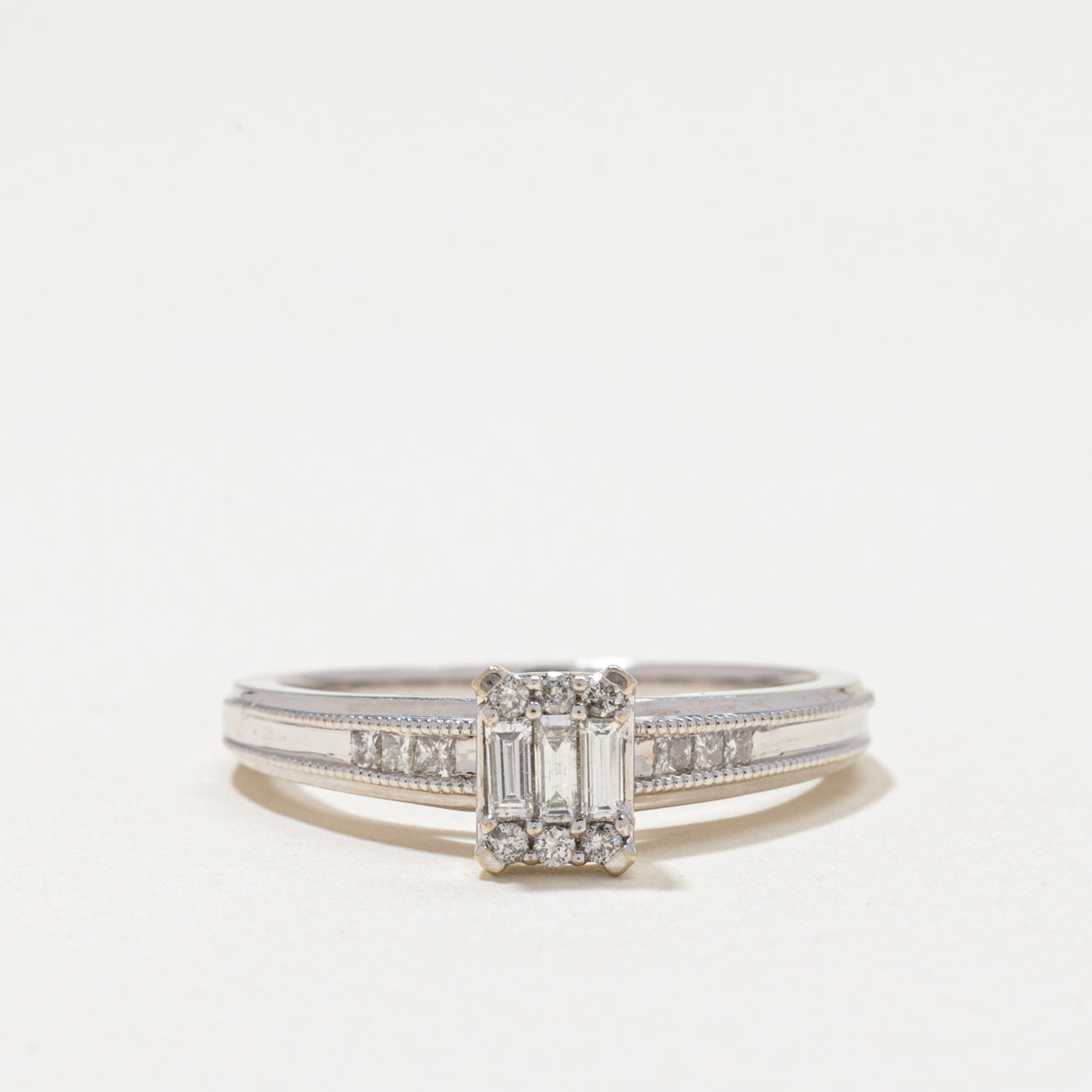 18k Illusion Set Diamond Milgrained Ring | 0.23ctw | SZ 6.75