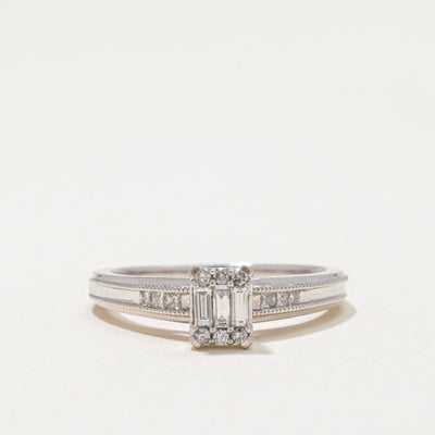 18k Illusion Set Diamond Milgrained Ring | 0.23ctw | SZ 6.75