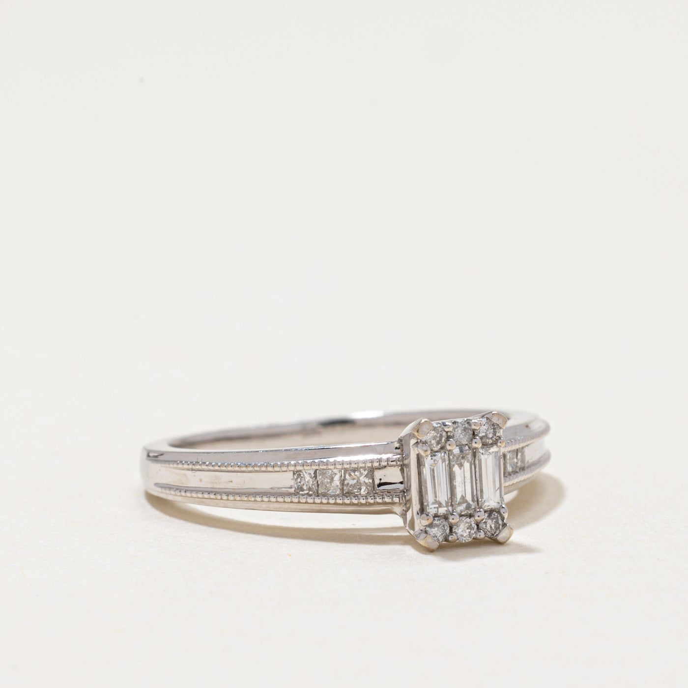 18k Illusion Set Diamond Milgrained Ring | 0.23ctw | SZ 6.75