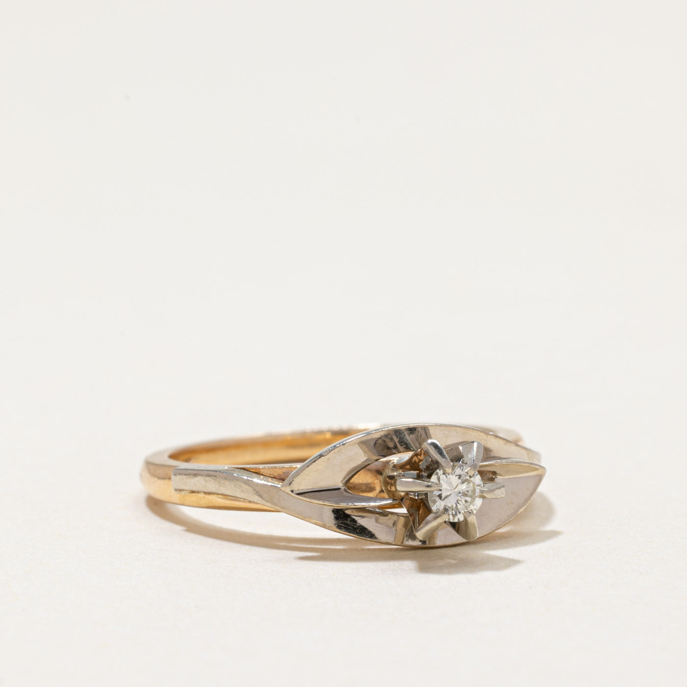 Bague bicolore sertie de diamants | 0,09 ct | Taille 6