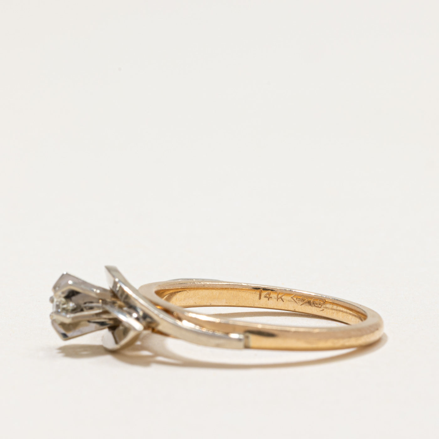 Bague bicolore sertie de diamants | 0,09 ct | Taille 6