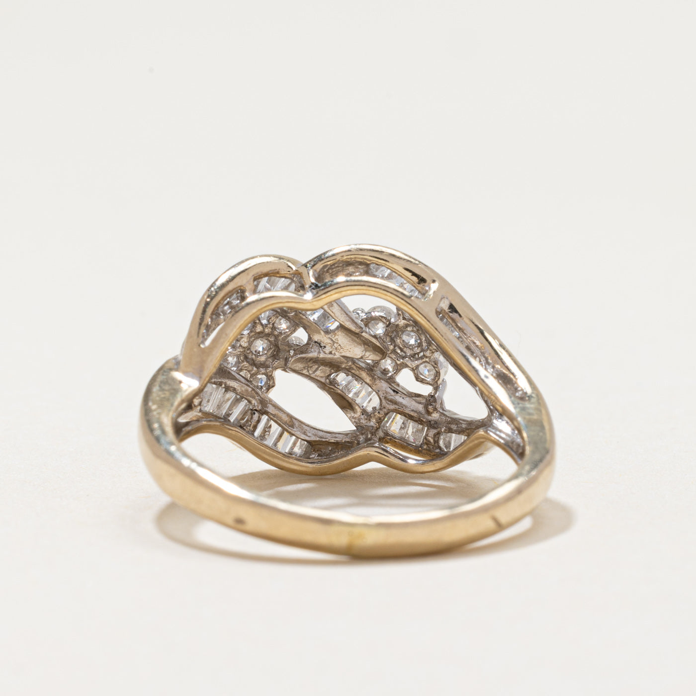 18k Diamond Petal Cross Over Ring | 0.60ctw | SZ 5.75
