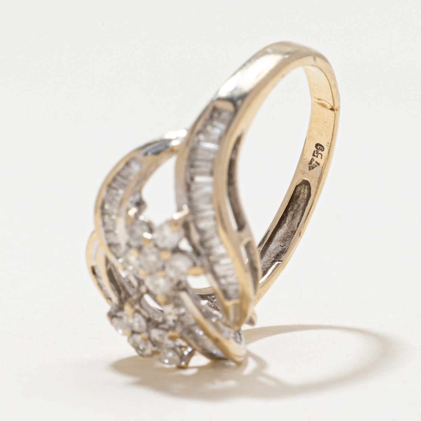 18k Diamond Petal Cross Over Ring | 0.60ctw | SZ 5.75