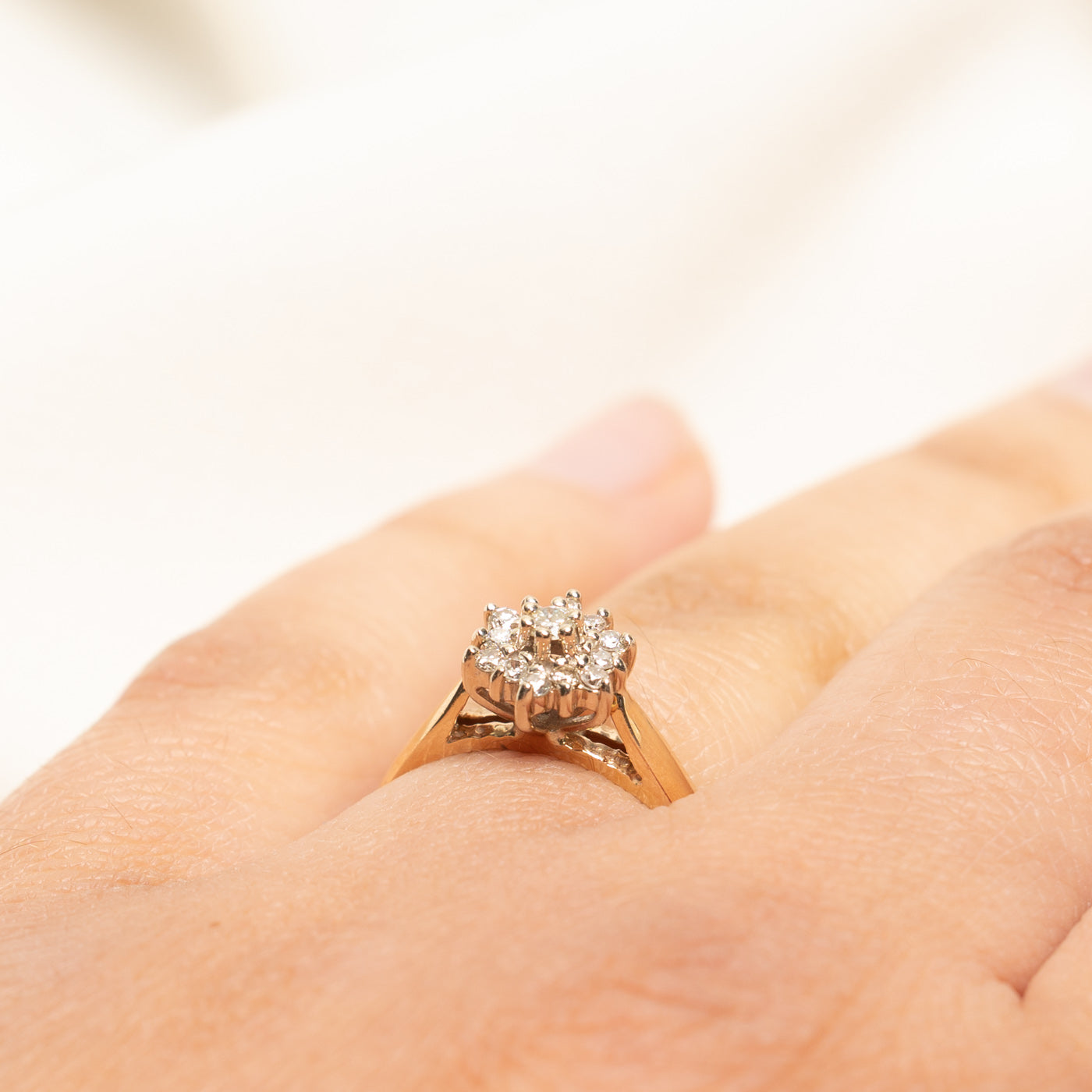 Diamond Cluster Petal Ring | 0.18ctw | SZ 6.5