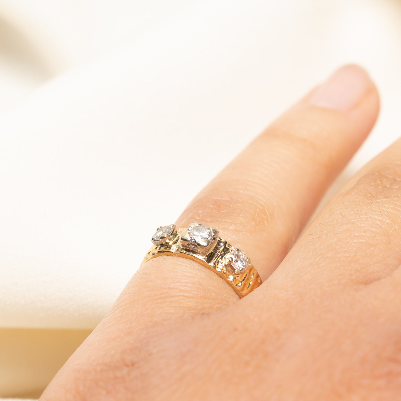 14k Diamond Textured Ring | 0.37ctw | SZ 4