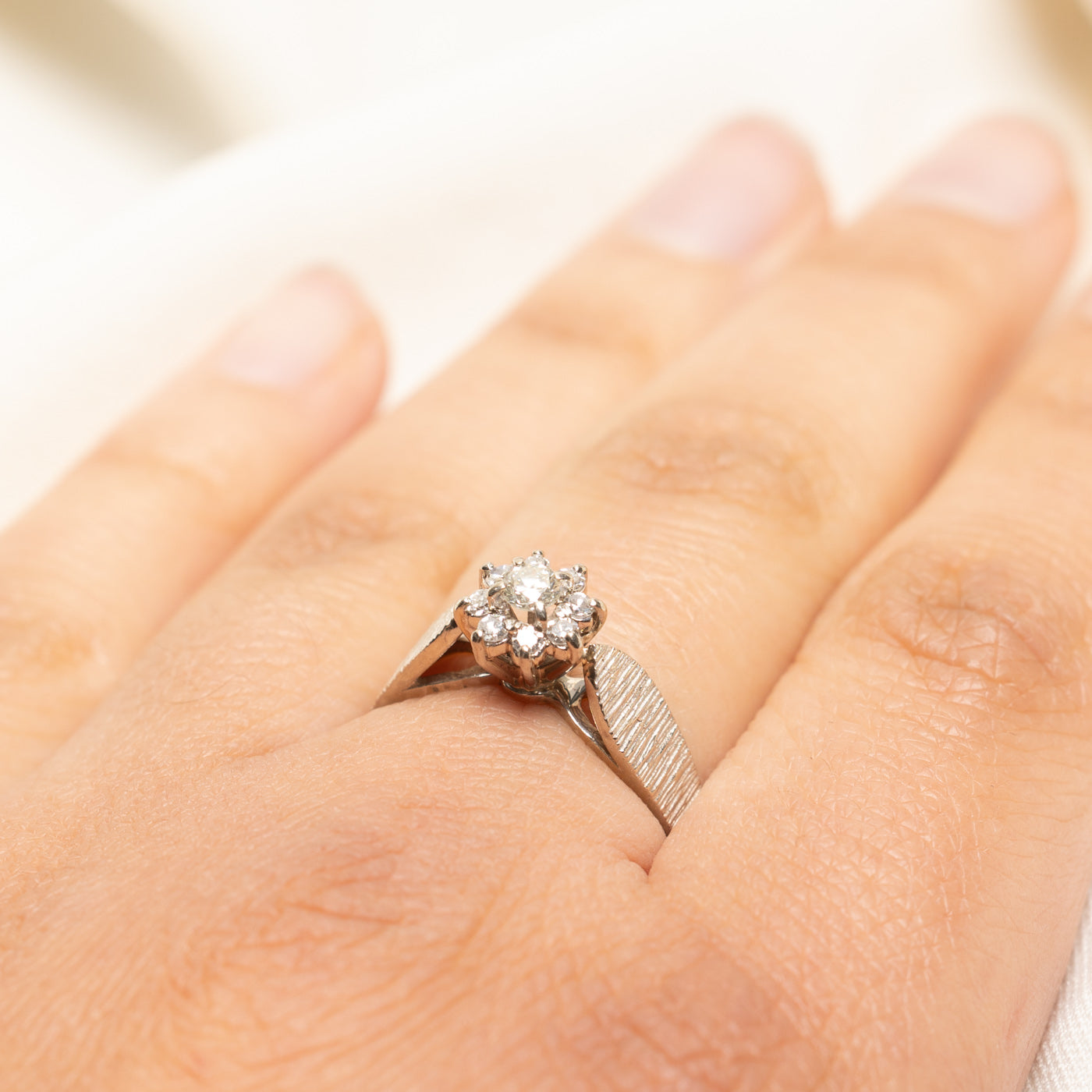 Diamond Petal Textured Ring | 0.30ctw | SZ 7.25
