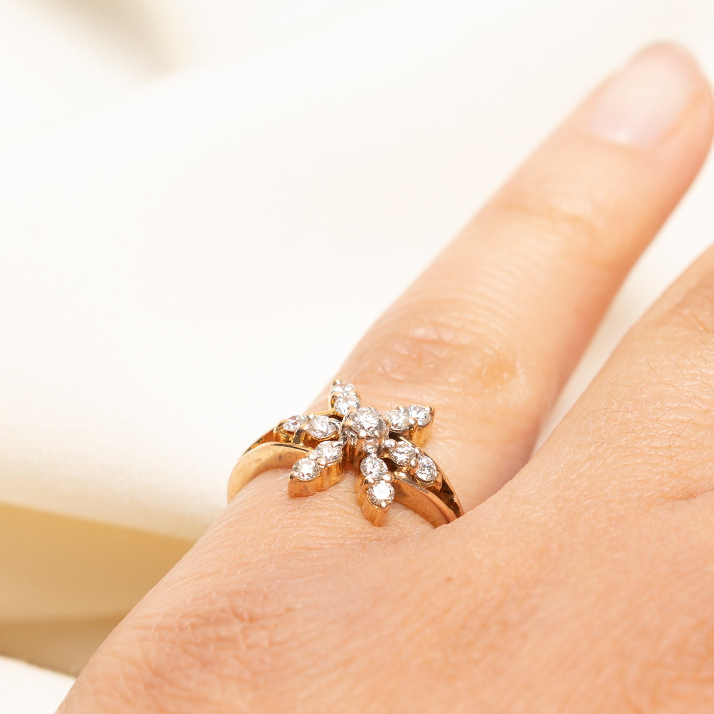 Diamond Petal Tapered Ring | 0.43ctw | SZ 4.75