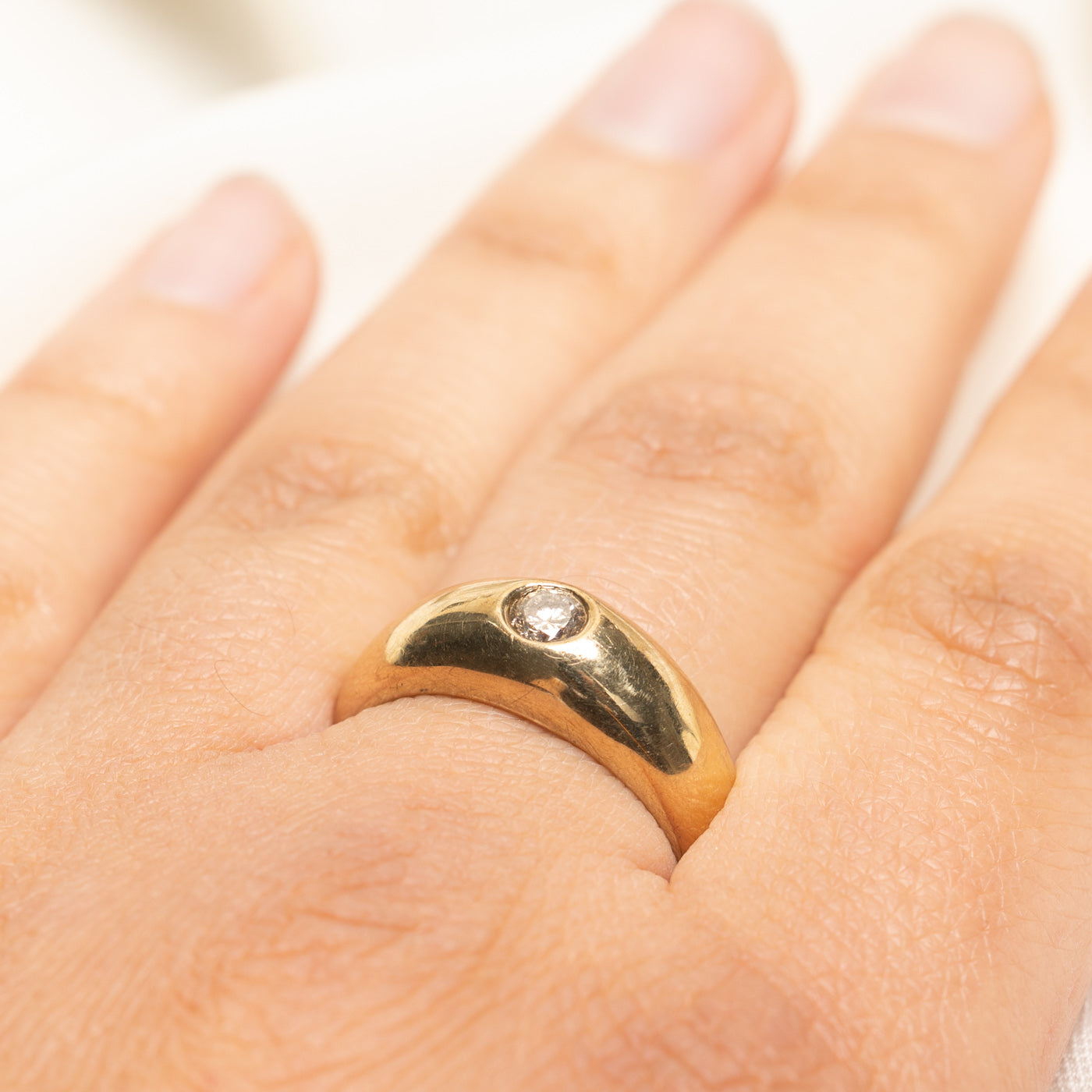 Bague solitaire diamant brun en forme de dôme | 0,25 ct | Taille 9