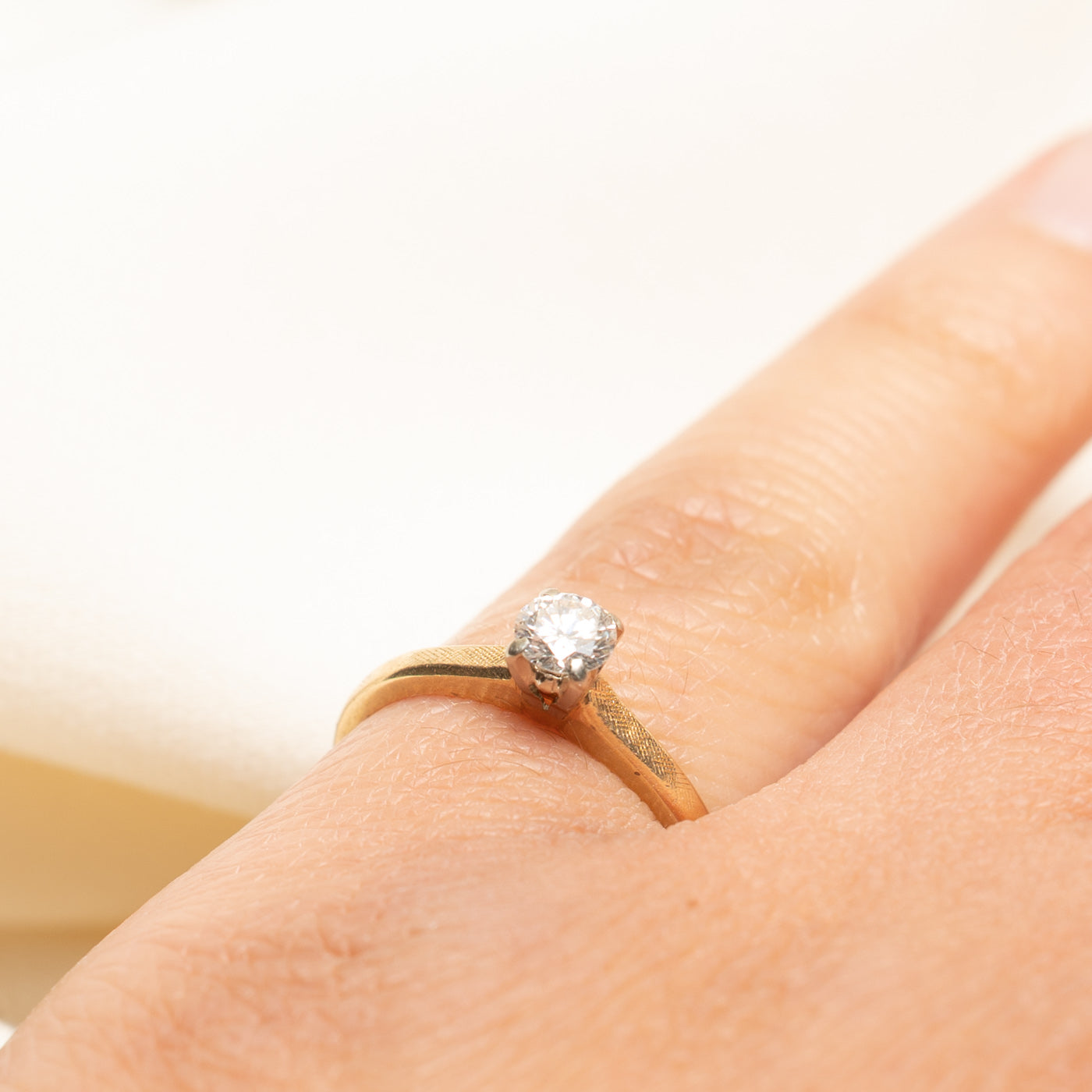 'Birks' Solitaire Diamond Textured Ring | 0.30ct | SZ 4.75