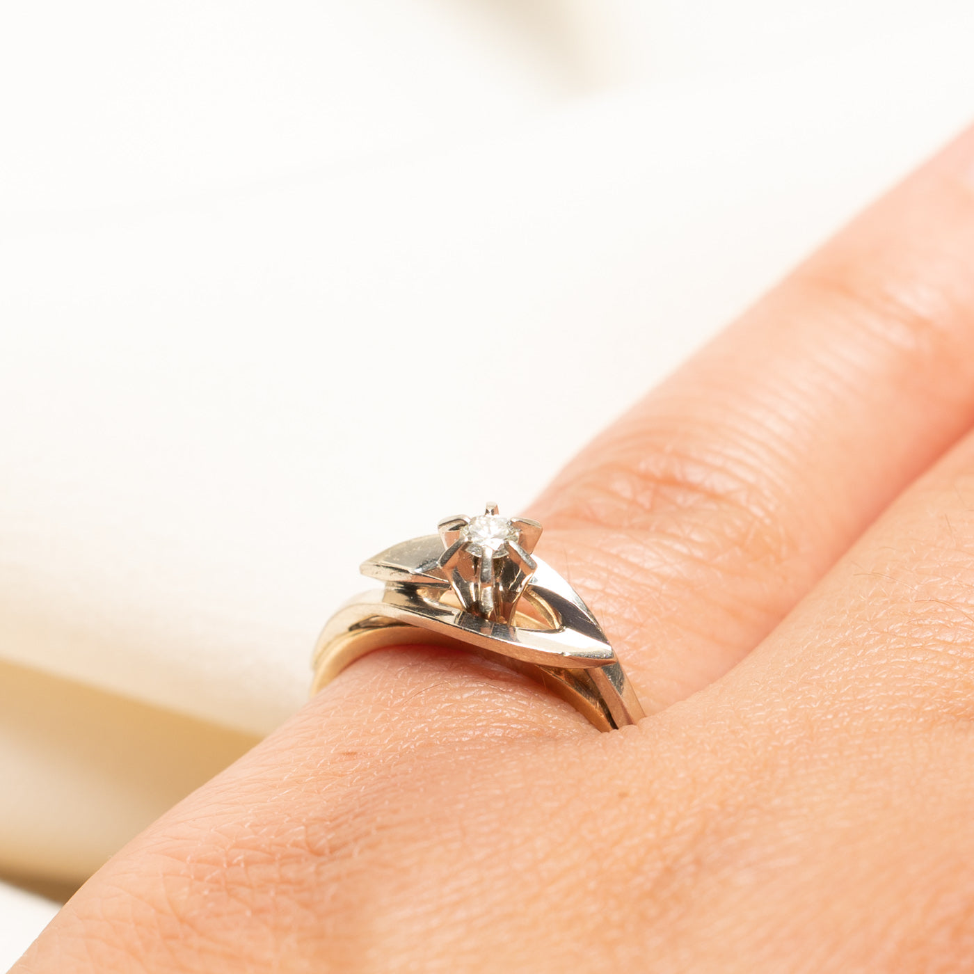 Bague bicolore sertie de diamants | 0,09 ct | Taille 6
