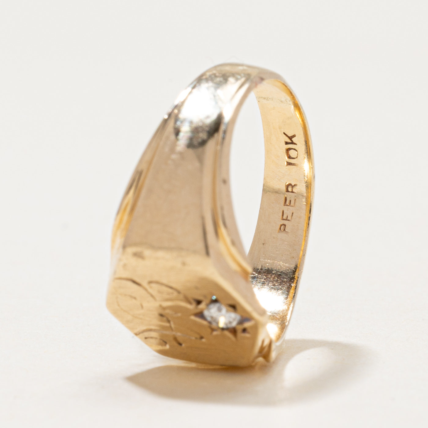 Star Set Diamond 'JA' Initial Signet Ring | 0.03ct | SZ 3.25