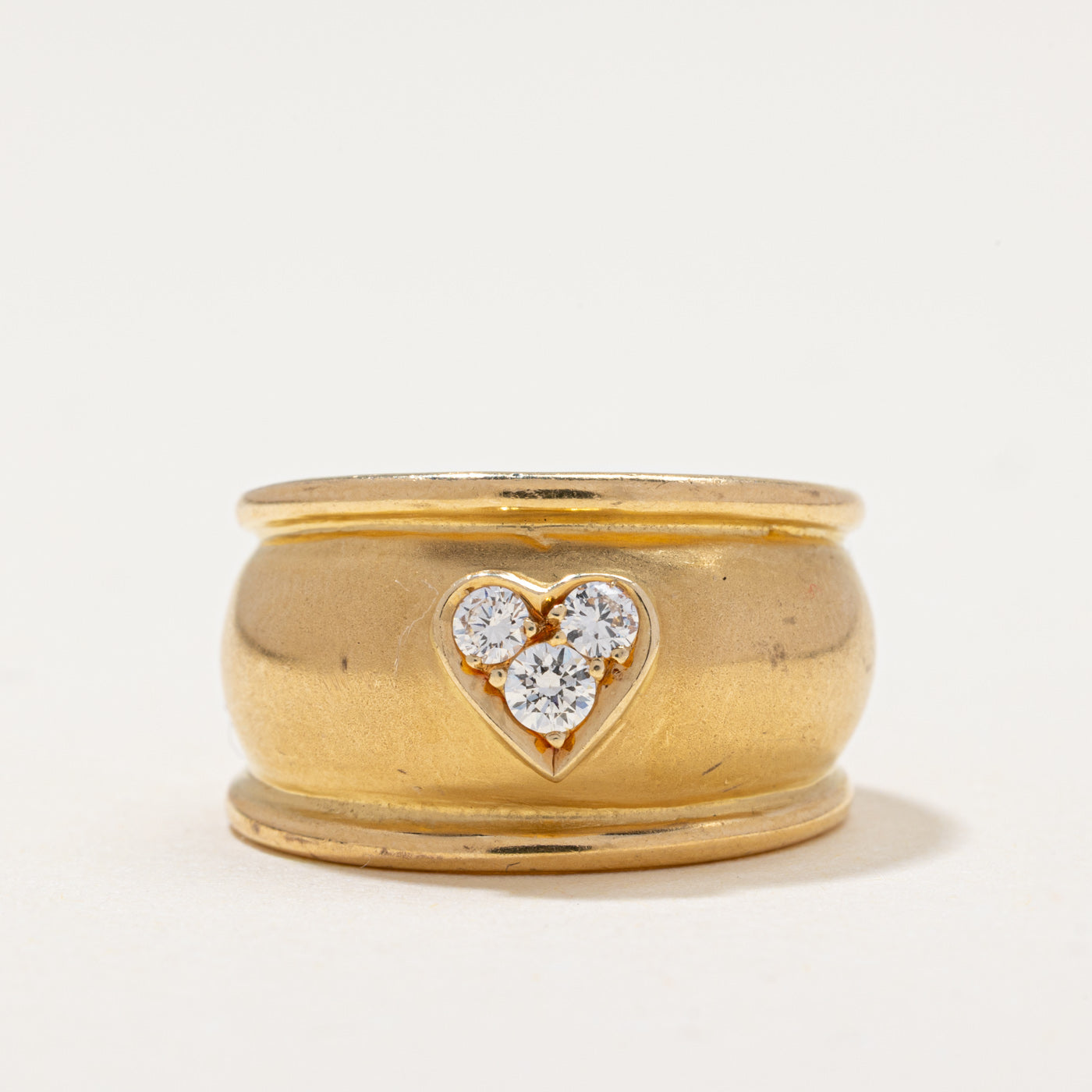 Vintage Diamond Heart Wide Band | 0.18ctw | SZ 6.5