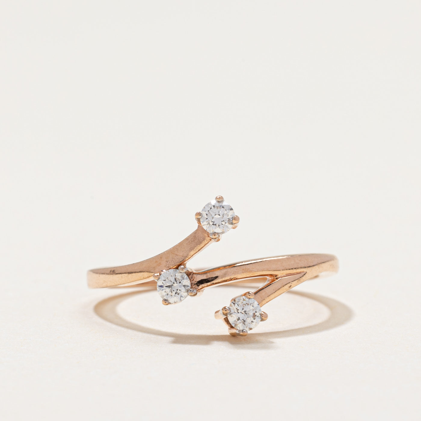 Three Stone Diamond Bypass Ring SZ 5.75 | 0.18ctw