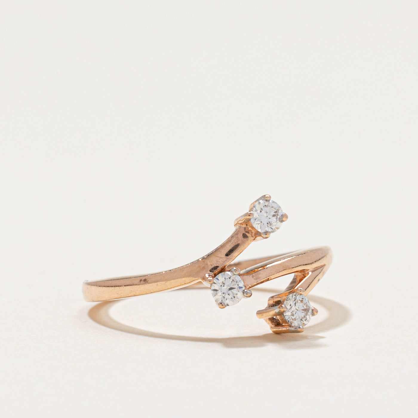 Three Stone Diamond Bypass Ring SZ 5.75 | 0.18ctw