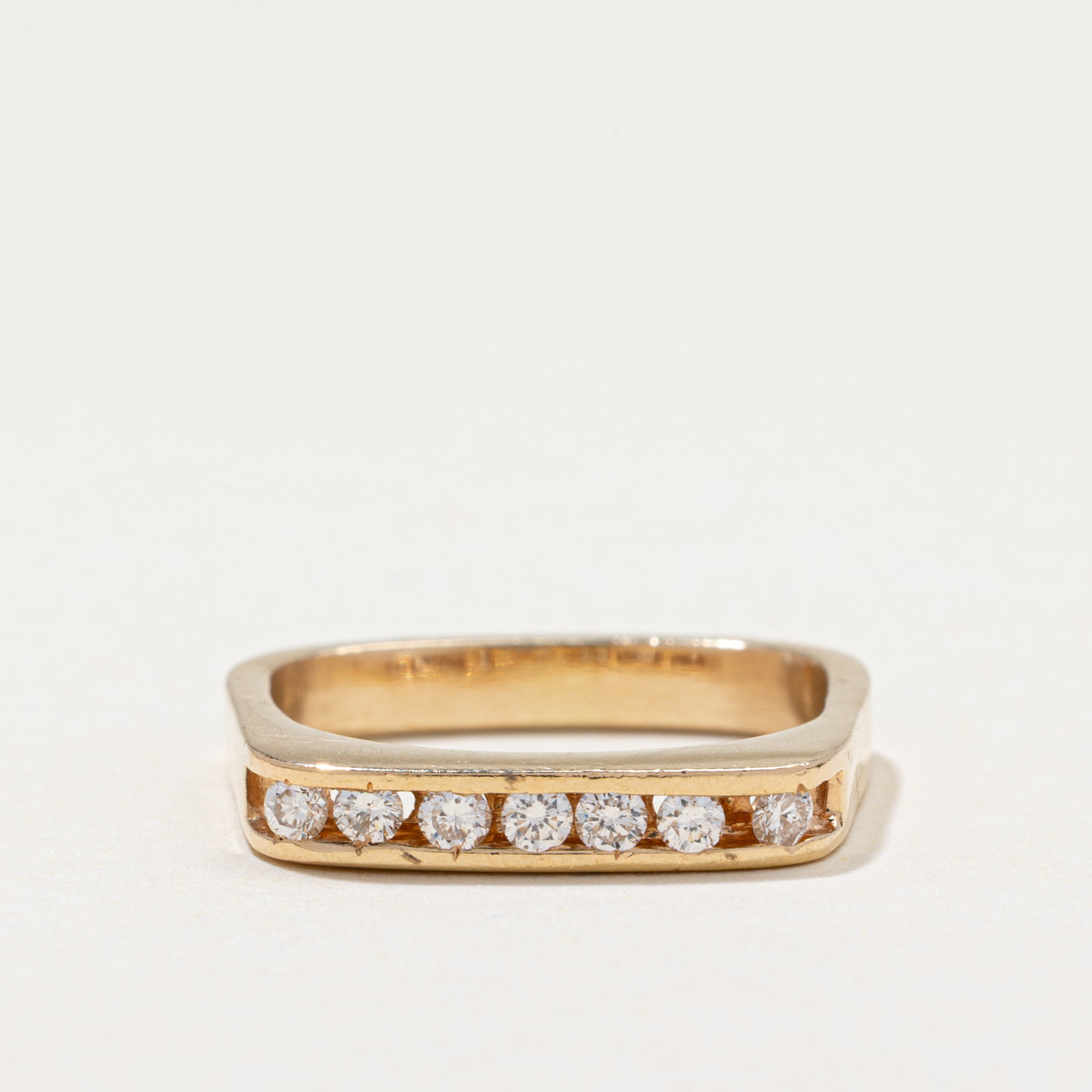 Channel Set Diamond Soft Square Ring | 0.18ctw | SZ 6