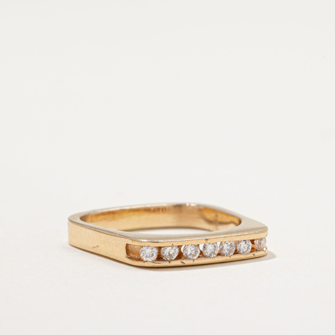 Channel Set Diamond Soft Square Ring | 0.18ctw | SZ 6