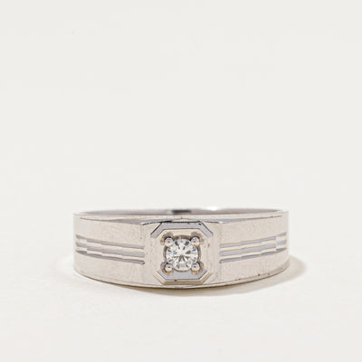 Solitaire Diamond Grooved Ring | 0.075ct | SZ 7.75