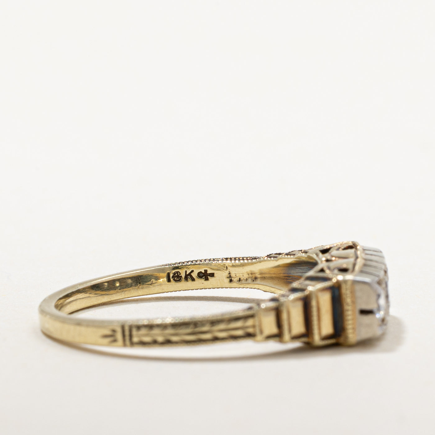 Three Stone Diamond Textured Ring | 0.18ctw | SZ 6.5