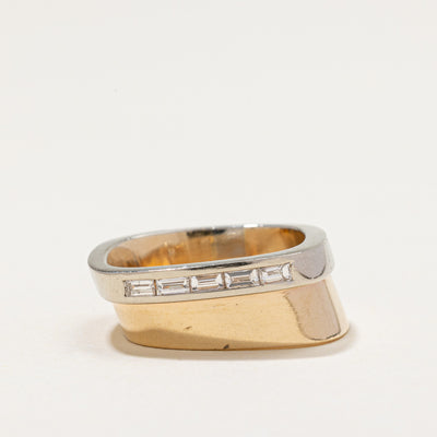 Two Tone Gold Diamond Chunky Ring | 0.17ctw | SZ 6