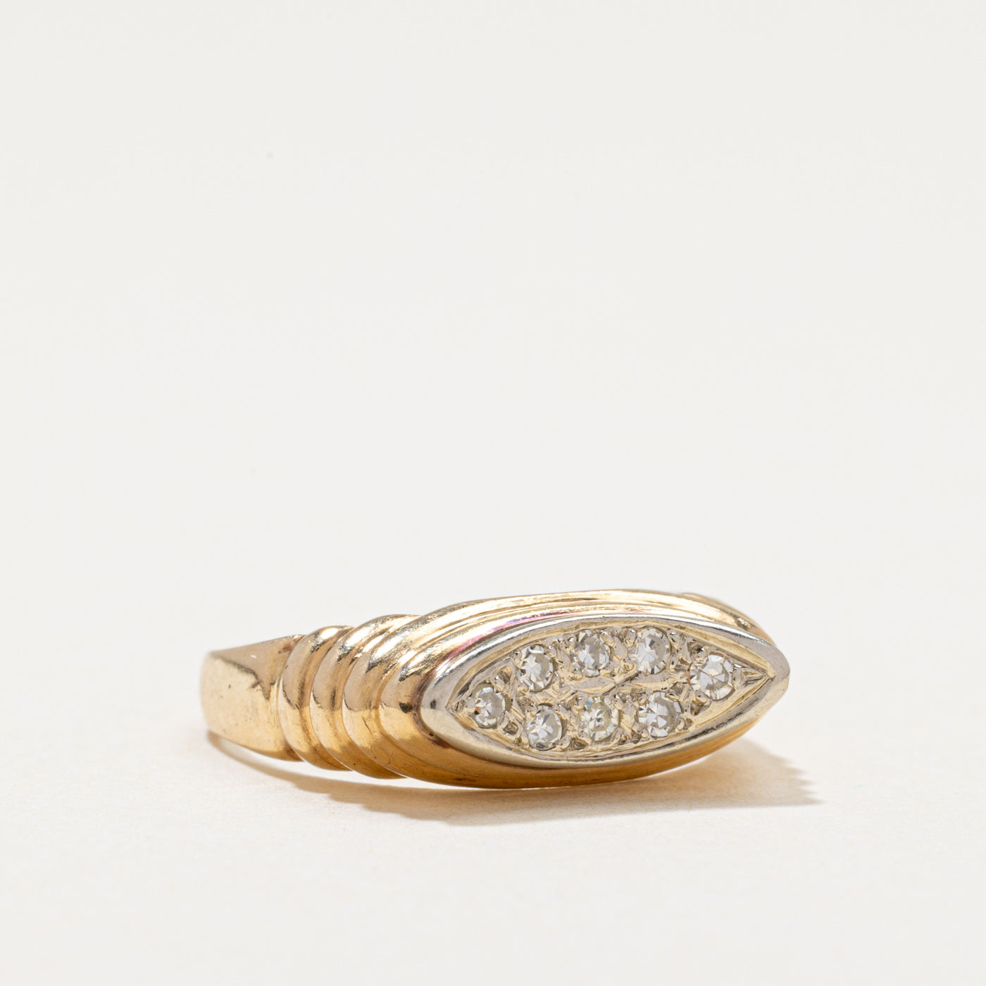 Diamond Marquise Cluster Grooved Ring | 0.12ctw | SZ 6