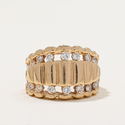14k Diamond Scalloped Chunky Ring | 0.60ctw | SZ 5
