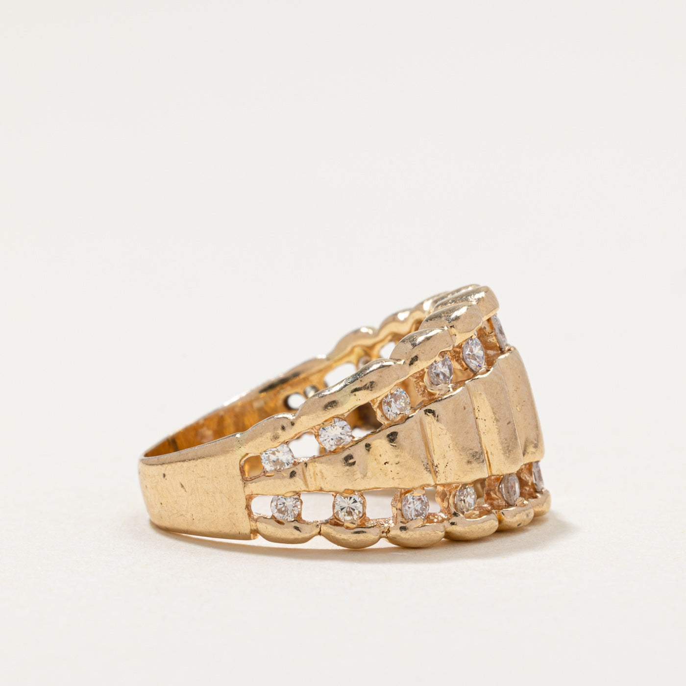 14k Diamond Scalloped Chunky Ring | 0.60ctw | SZ 5