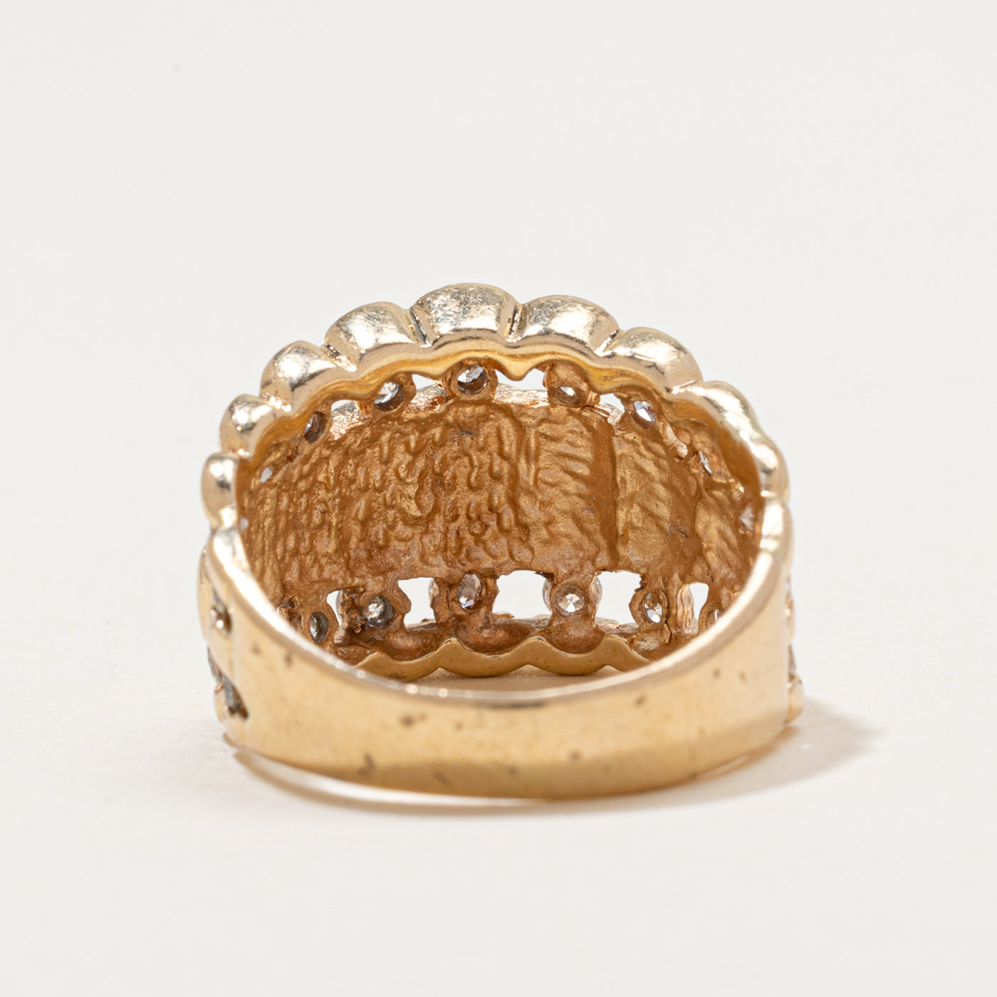 14k Diamond Scalloped Chunky Ring | 0.60ctw | SZ 5