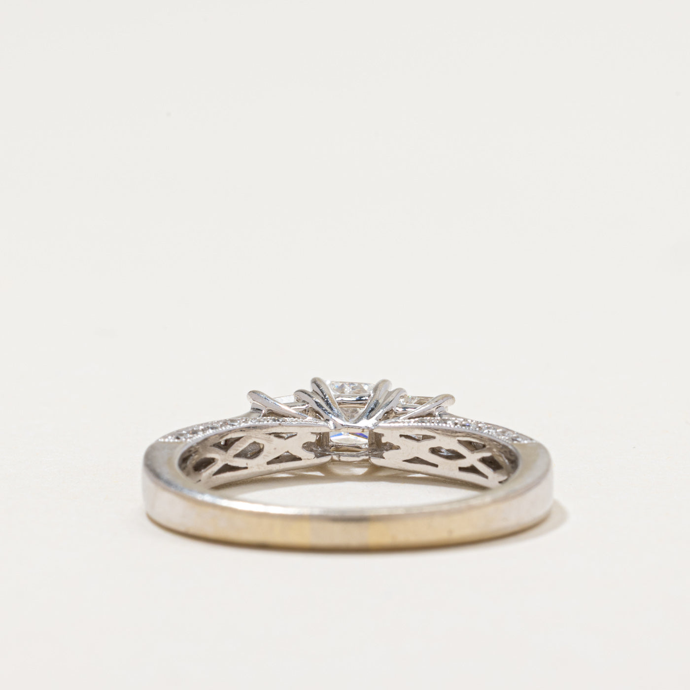 Three Stone Princess Cut Diamond Engagement Ring | 0.82ctw | SZ 8