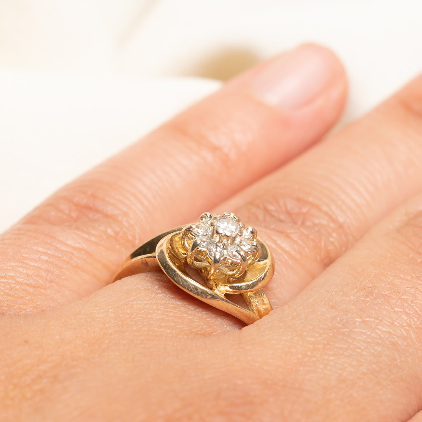 Diamond Cluster Bypass Ring | 0.20ctw | SZ 6.75