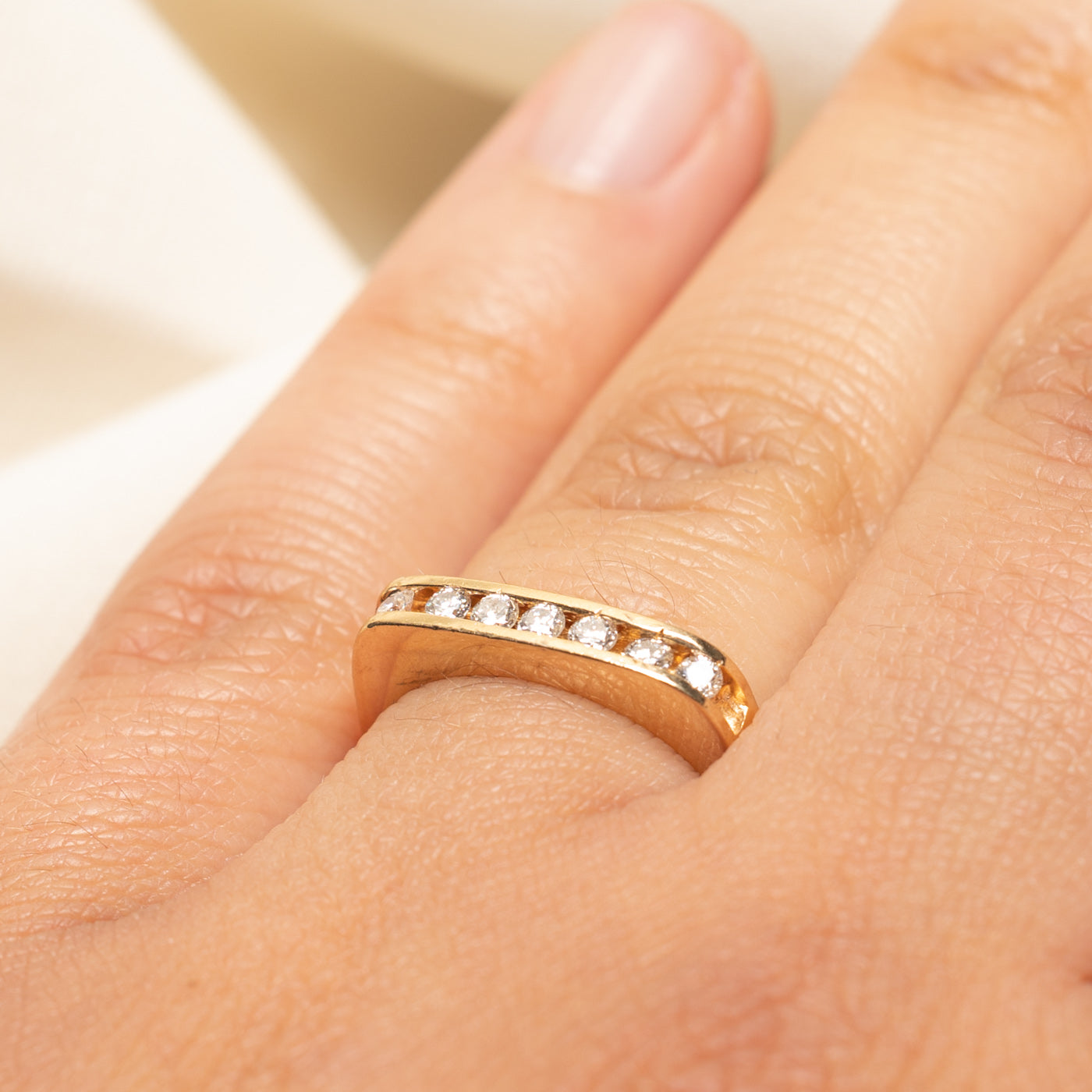 Channel Set Diamond Soft Square Ring | 0.18ctw | SZ 6