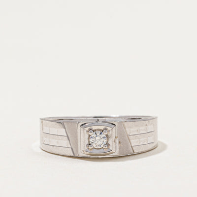 Single Stone Diamond Grooved Ring | 0.078ct | SZ 7.75