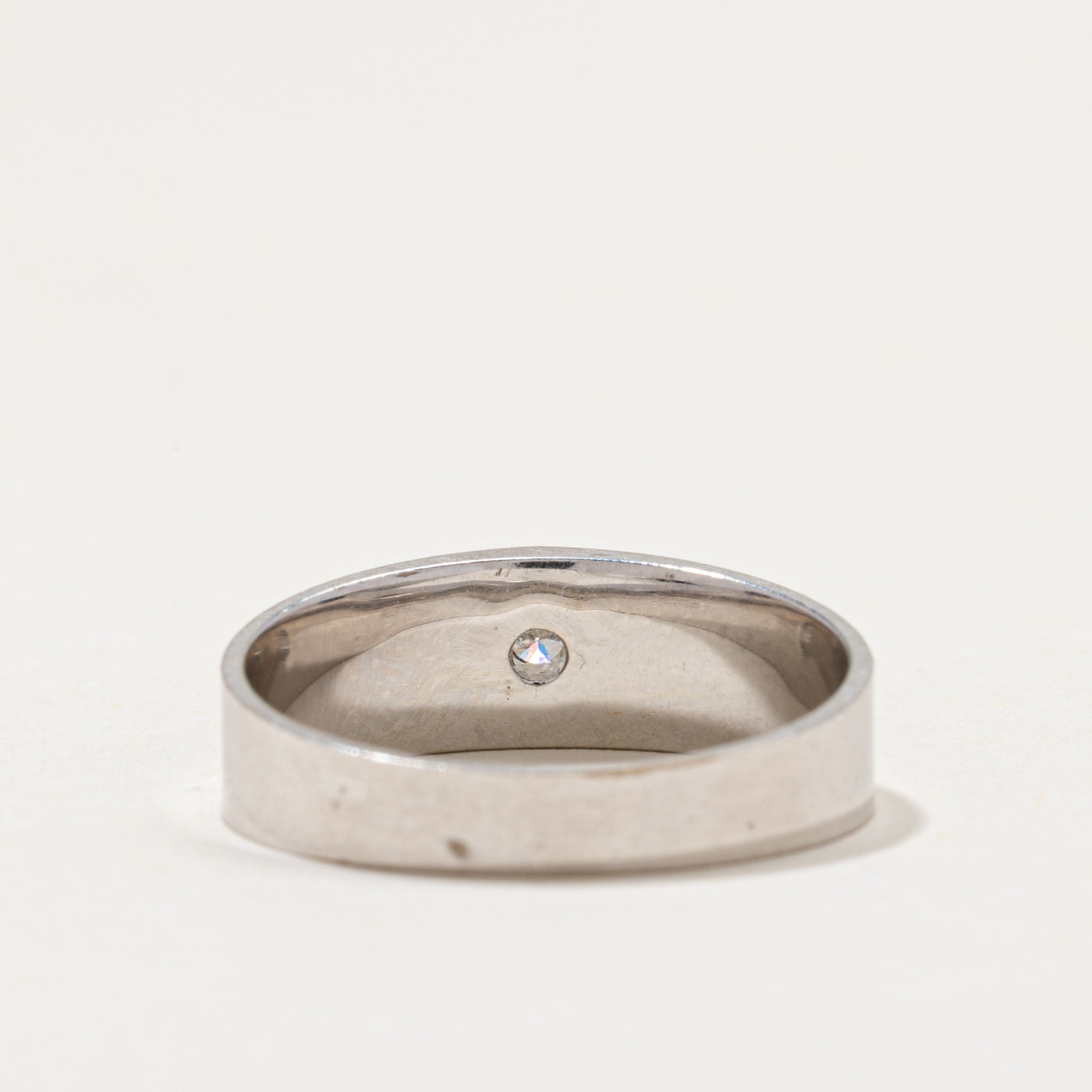 Single Stone Diamond Grooved Ring | 0.078ct | SZ 7.75