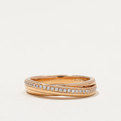 18k Diamond Cross Over Ring | 0.10ctw | SZ 5.25