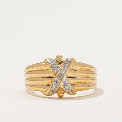Diamond 'X' Grooved Ring | 0.03ctw | SZ 8.5