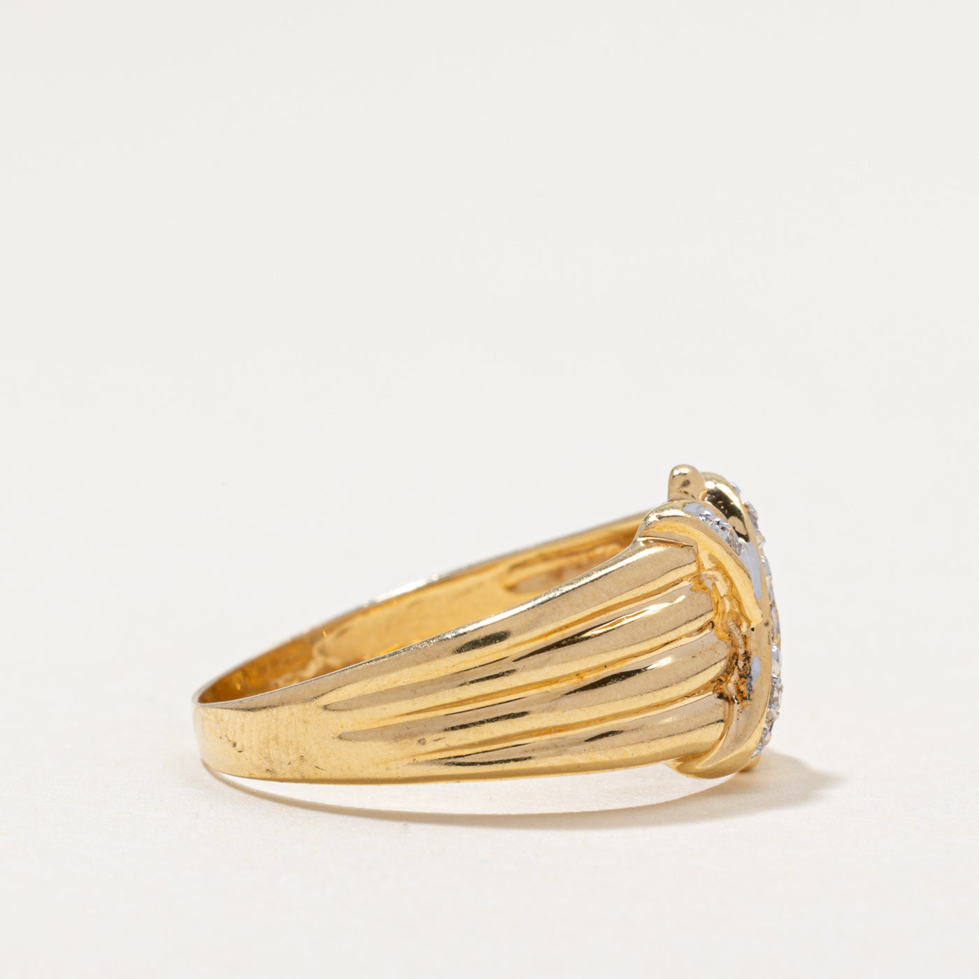 Diamond 'X' Grooved Ring | 0.03ctw | SZ 8.5