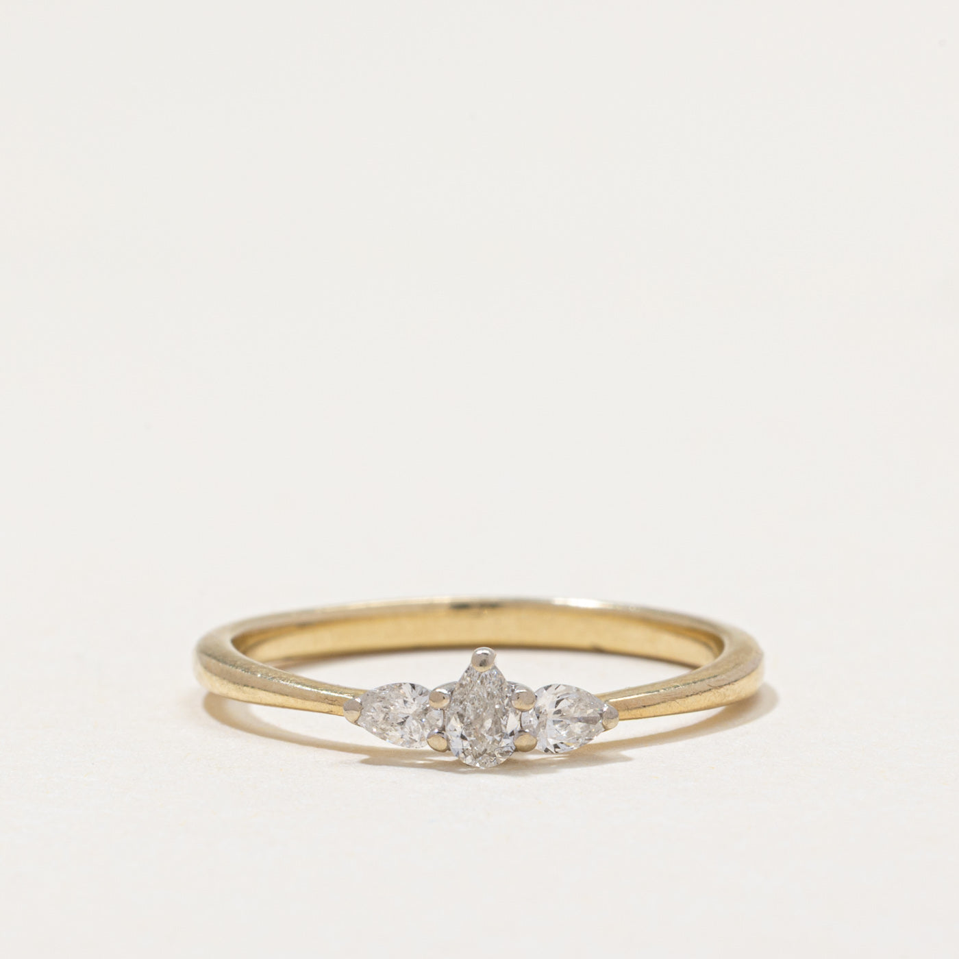 Three Stone Pear Cut Diamond Ring | 0.15ctw | SZ 7.25