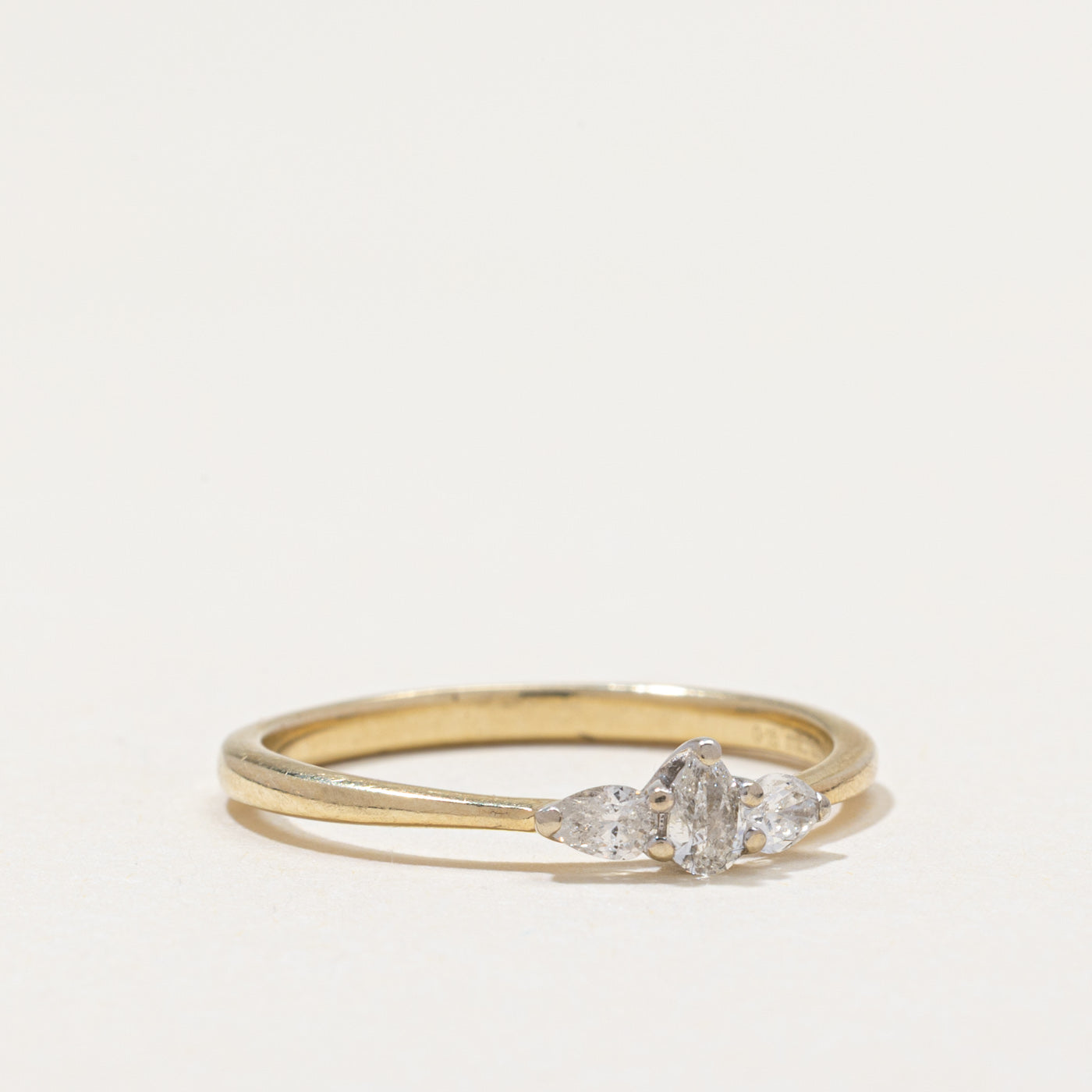 Three Stone Pear Cut Diamond Ring | 0.15ctw | SZ 7.25