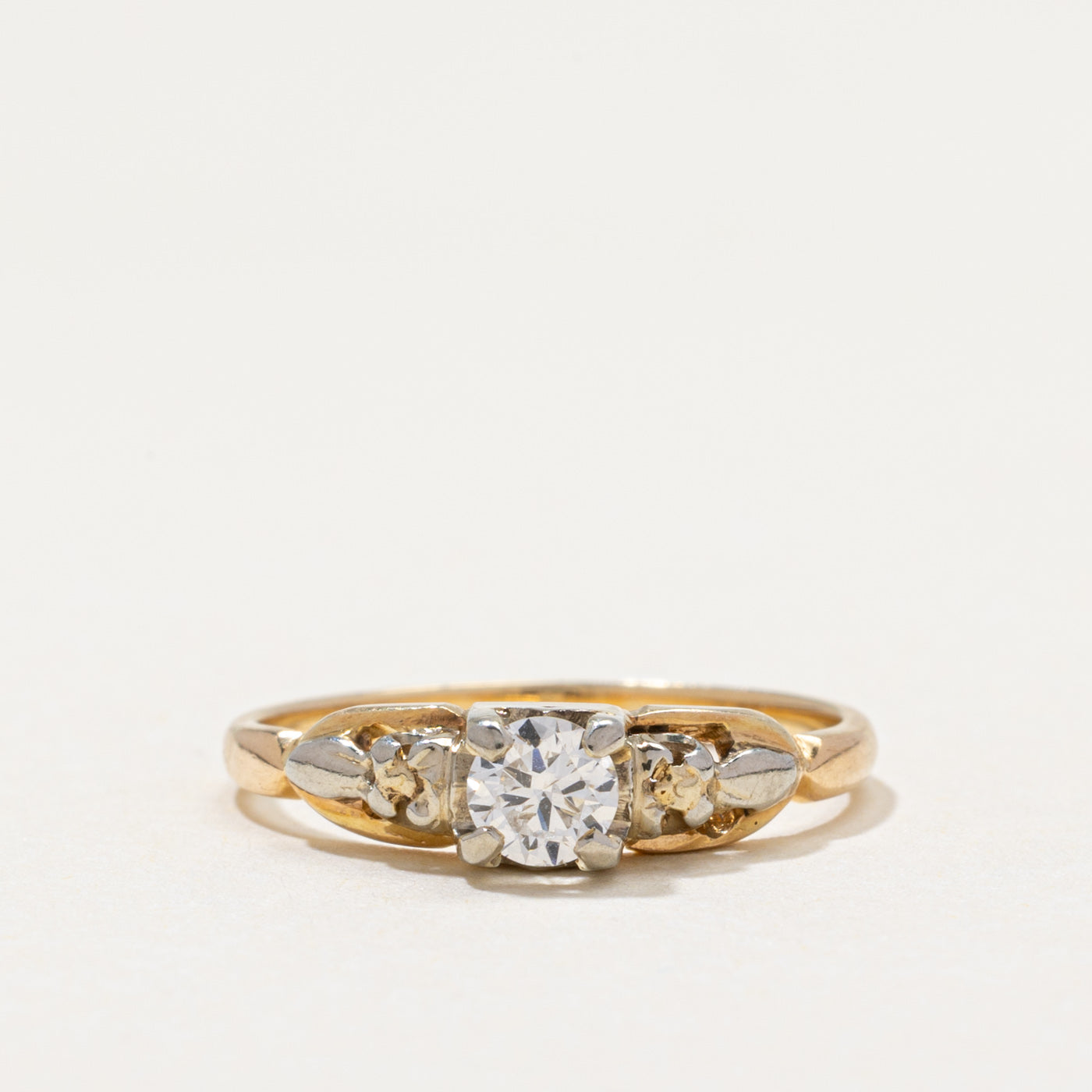 Vintage Two Tone Gold Solitaire Diamond Ring | 0.22ct | SZ 5.5