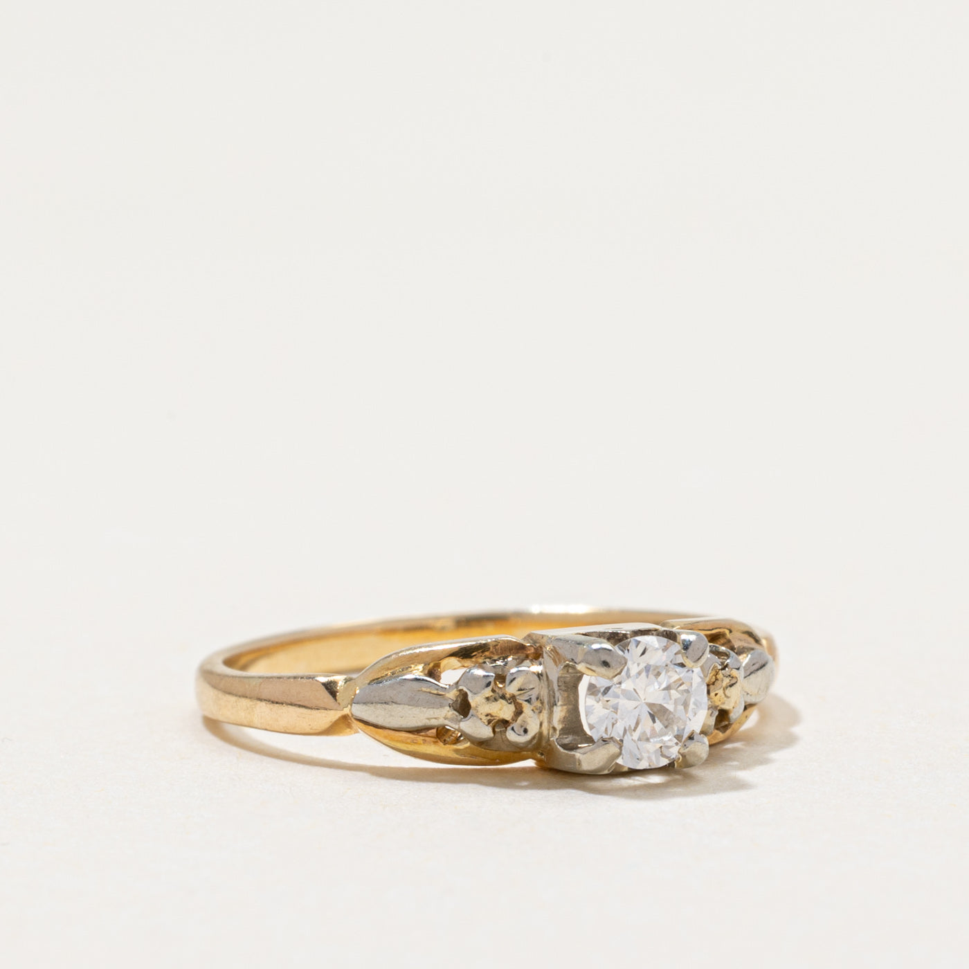 Vintage Two Tone Gold Solitaire Diamond Ring | 0.22ct | SZ 5.5