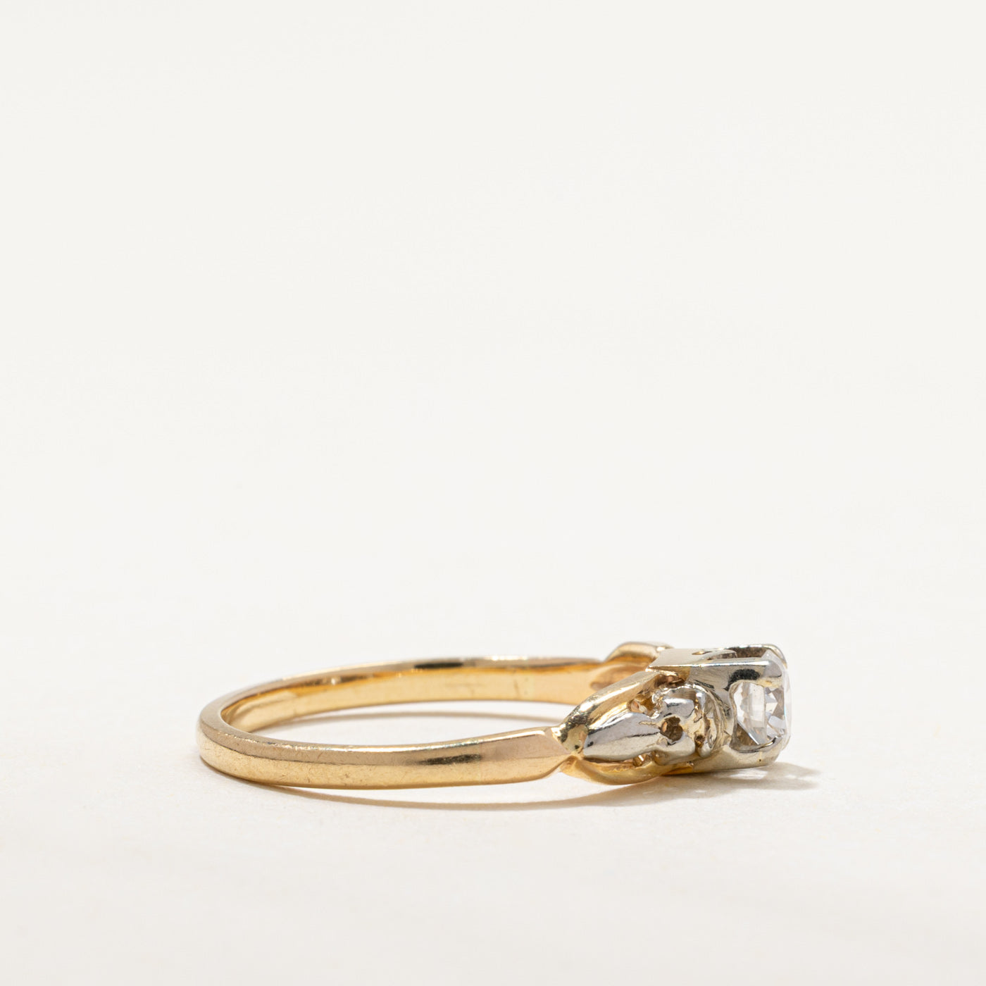 Vintage Two Tone Gold Solitaire Diamond Ring | 0.22ct | SZ 5.5