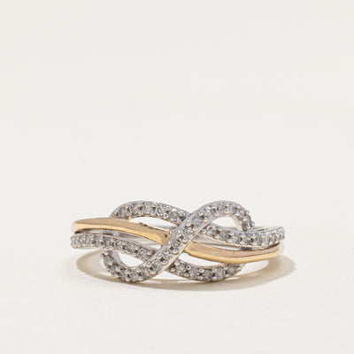 10k Diamond Double Cross Over Ring | 0.22ctw | SZ 7