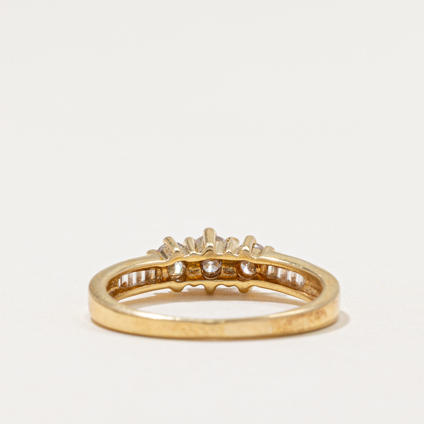 18k Three Stone Diamond Accented Ring | 0.65ctw | SZ 6.75