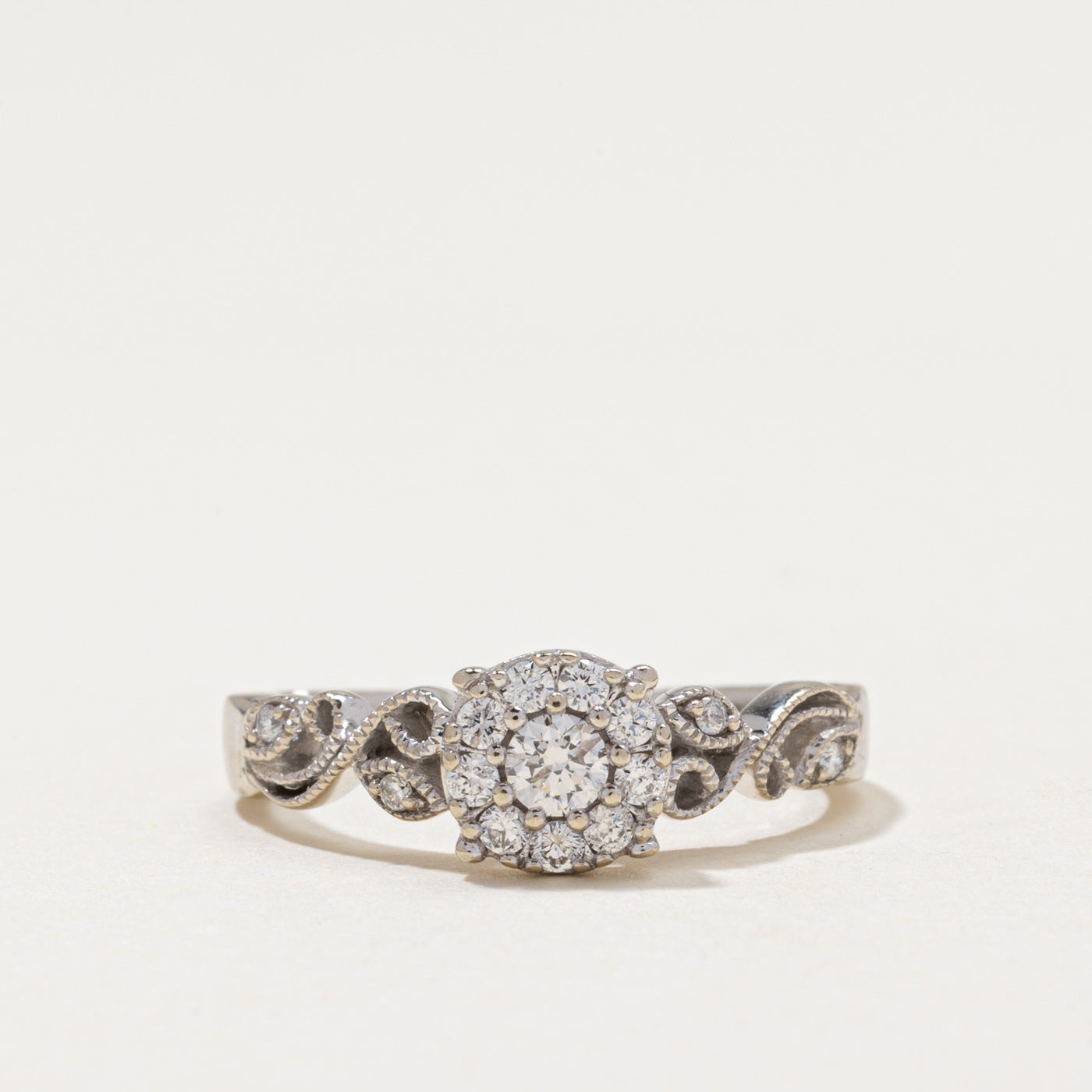 Diamond Halo Scrollwork Ring | 0.29ctw | SZ 6.25