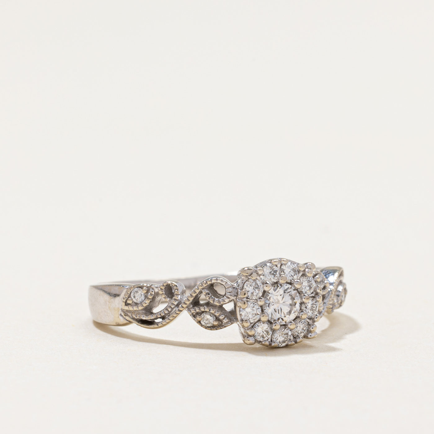 Diamond Halo Scrollwork Ring | 0.29ctw | SZ 6.25