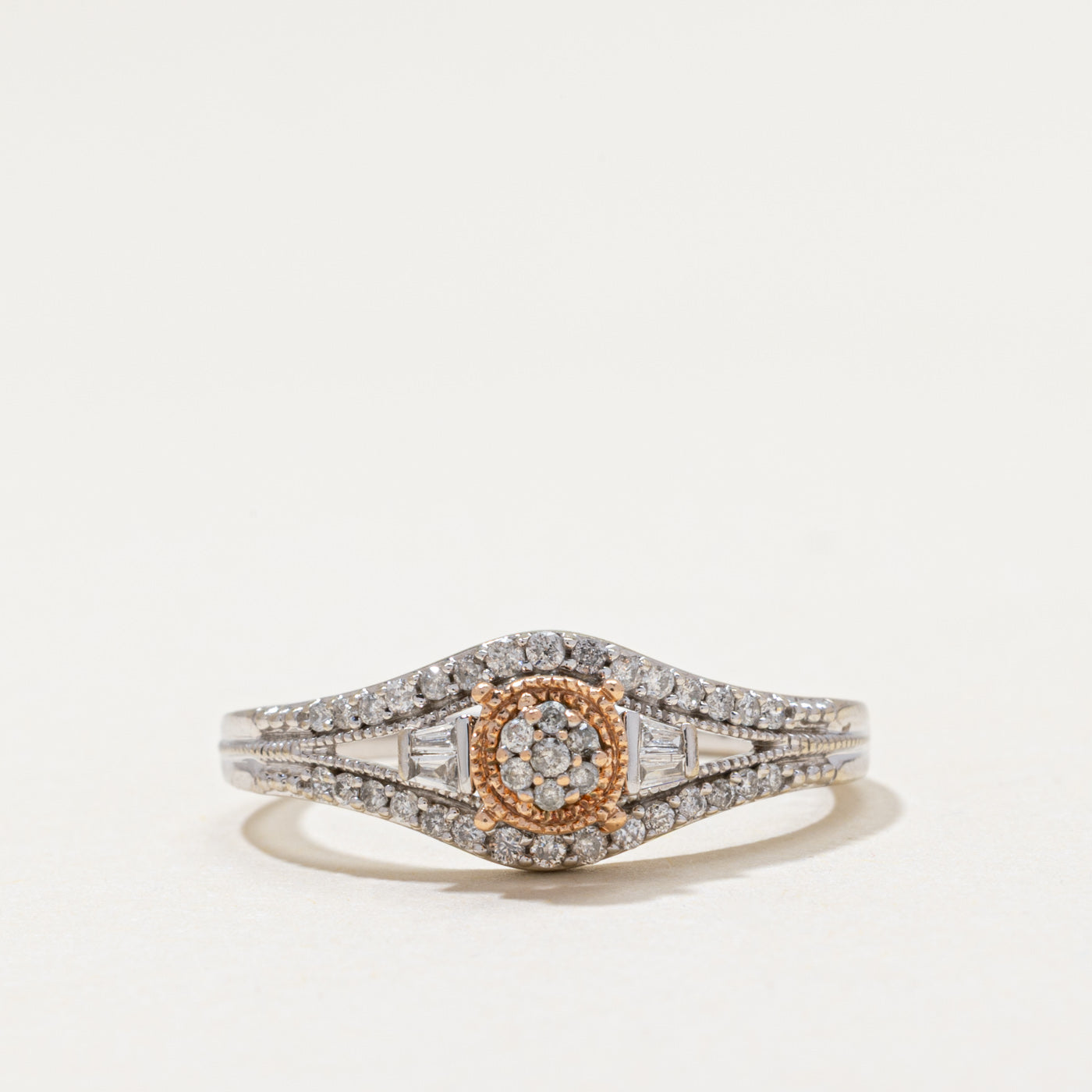 10k Two Tone Gold Diamond Cluster Ring | 0.22ctw | SZ 8.25